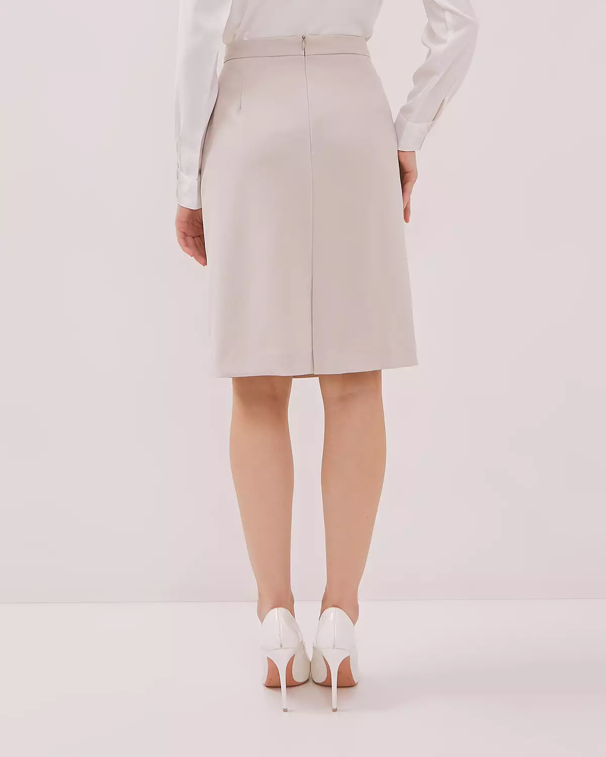 WOMEN'S FORMAL CREAM PENCIL SKIRT