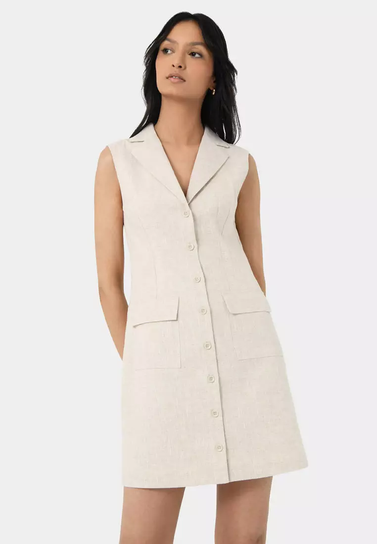 White button hotsell linen dress
