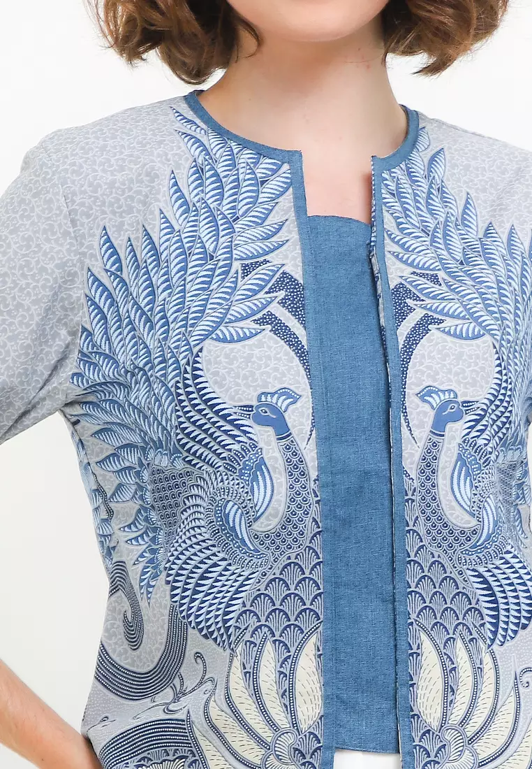 Blouse Atasan Wanita Batik Kerja Furing Lining  Zikia