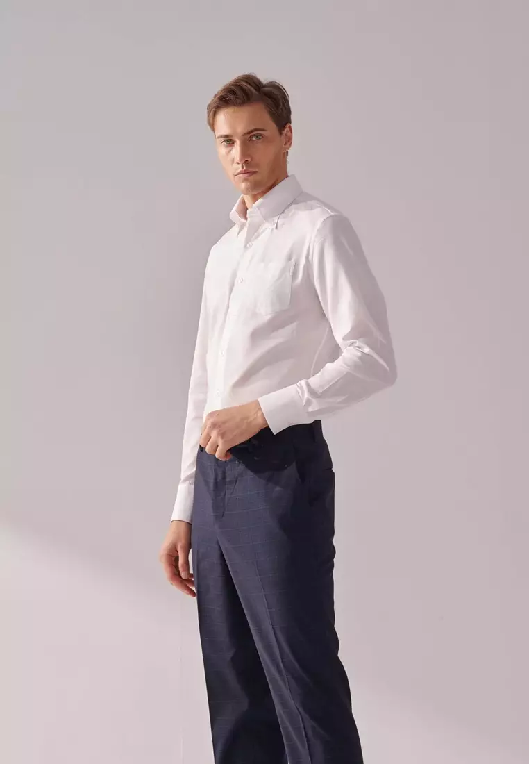White Textured Classic Fit Shirt
