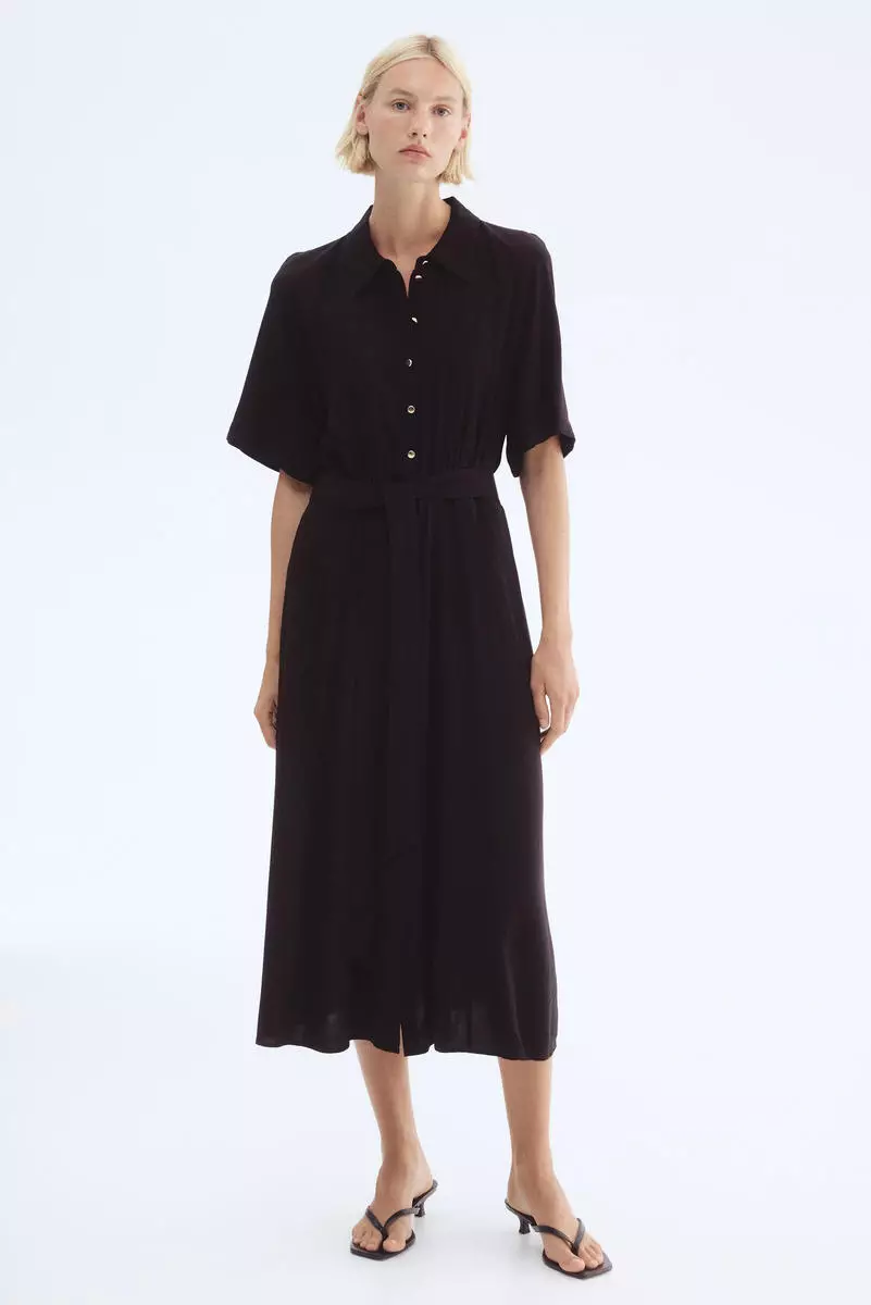 Tie-belt shirt dress