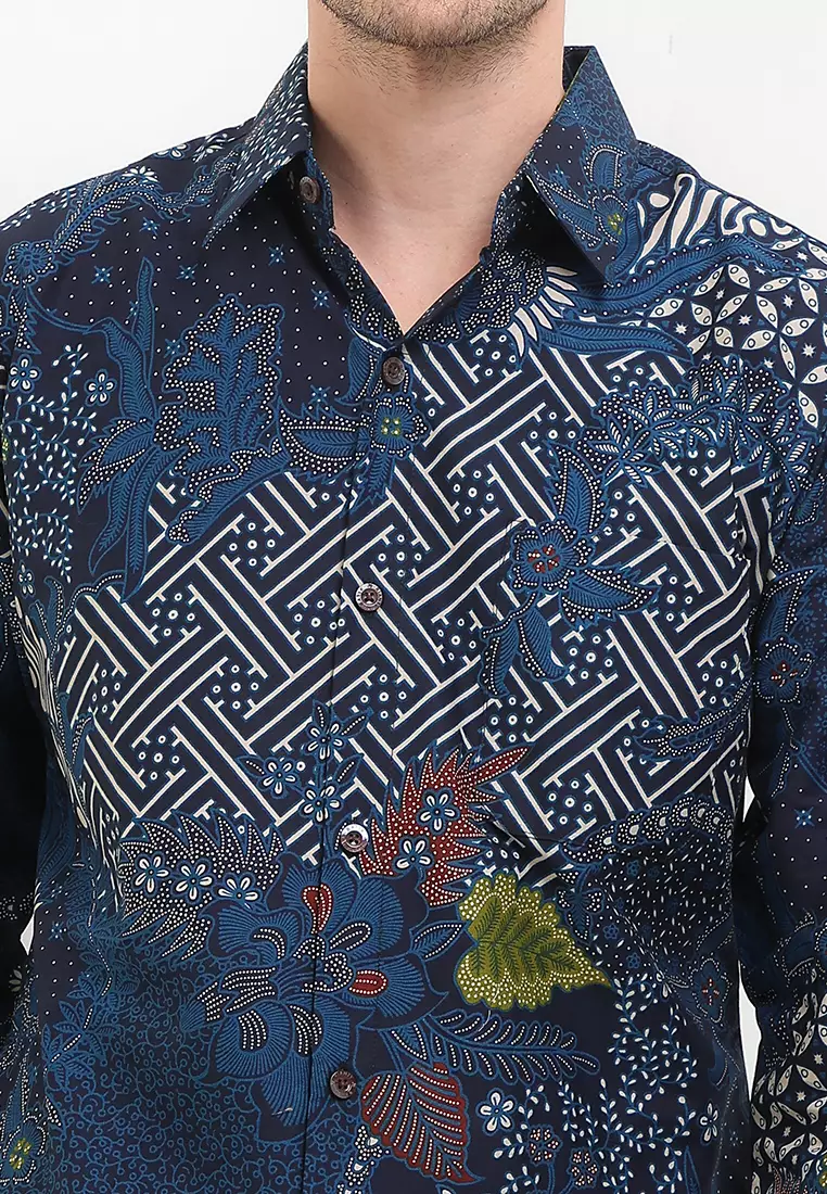 Kemeja Slimfit Ryder Batik Pria Lengan Panjang