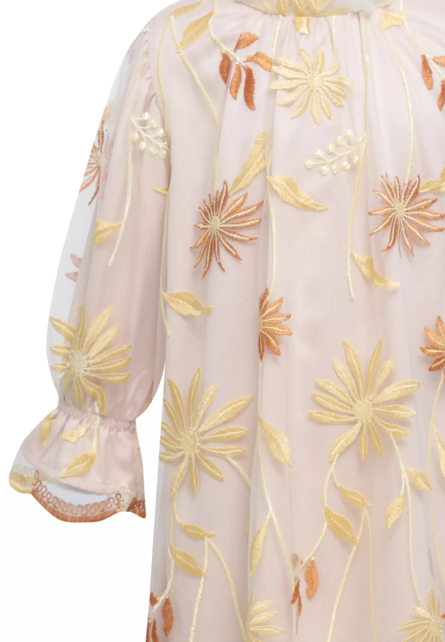 MFMW Lil Nuraini Dress Gamis Brukat Anak Gold Motif Bunga