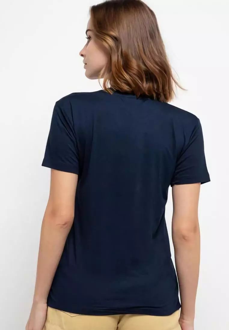 LTD71 Kl Simple Doest It Navy Kaos Casual Wanita