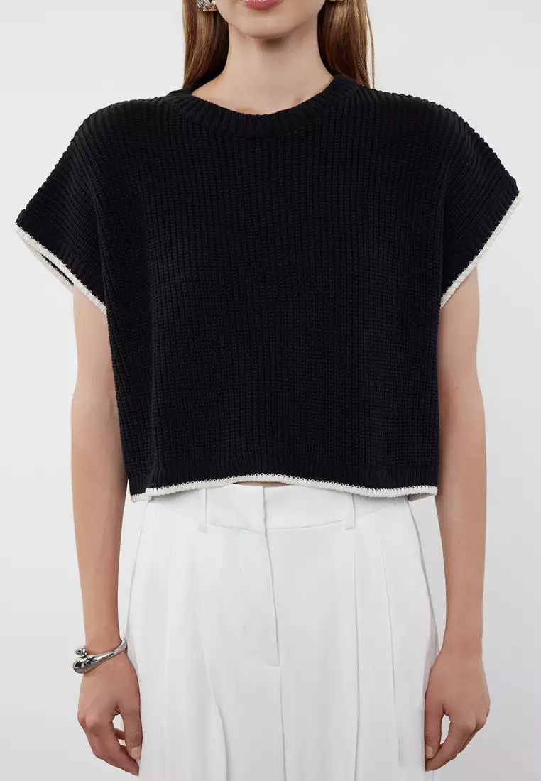 Crop Crew Neck Knitwear Sweater