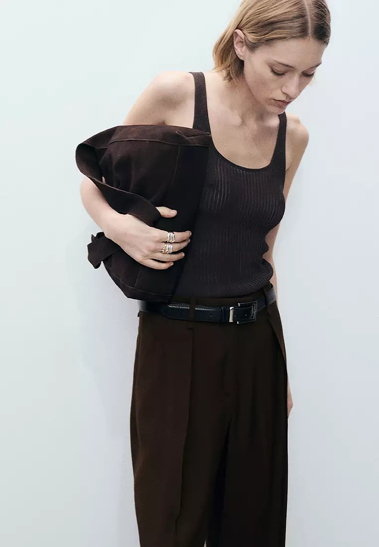 Wide Leg Pleated Trousers