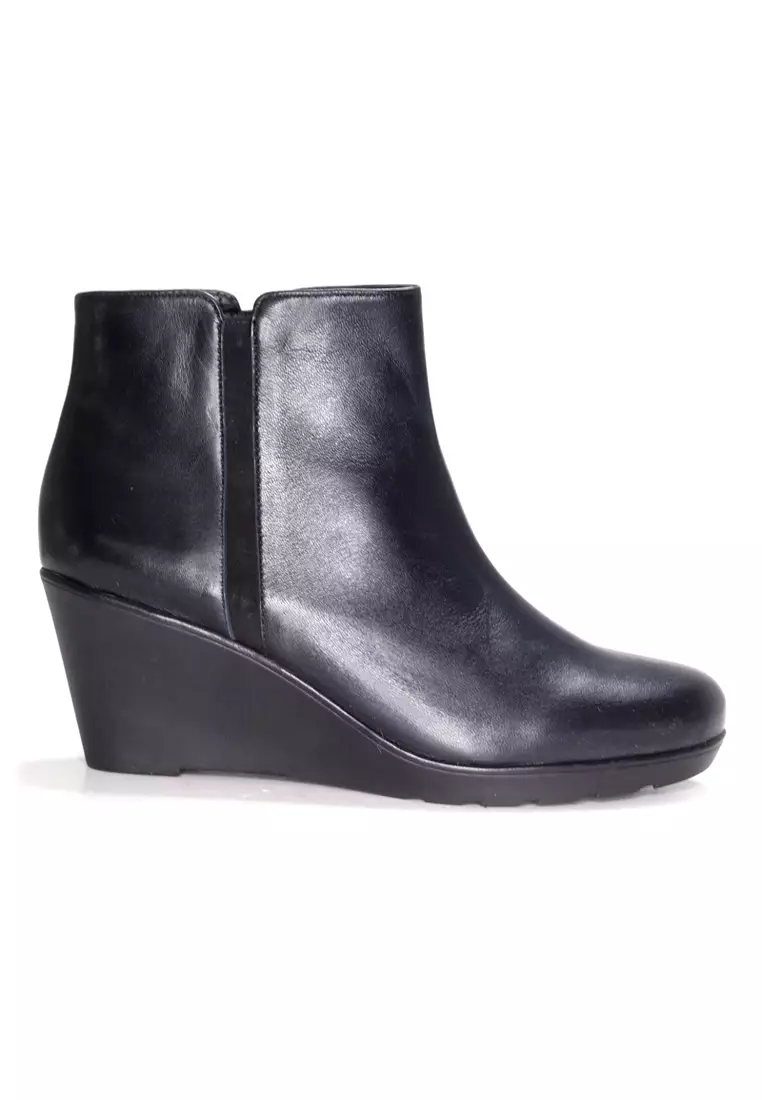 Amaztep Smooth Leather Comfort Platforms Wedge Boots