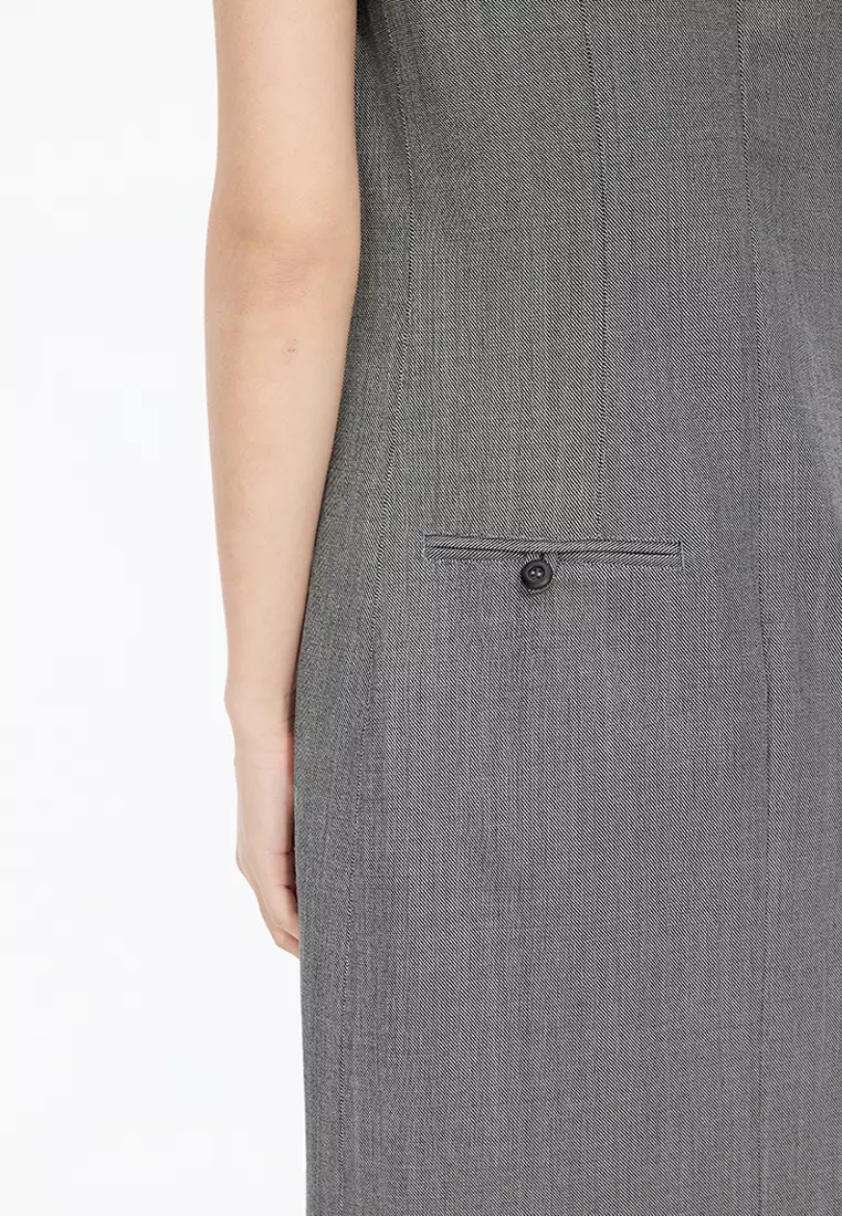 [Cocktail] Blend 3D Pattern X-line Sleeveless Dress