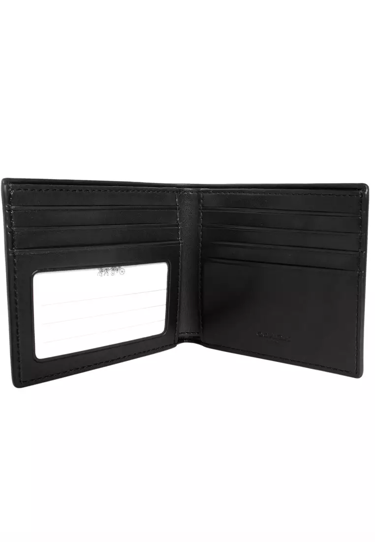 Coach Mens ID Billfold Wallet In Signature Canvas - Tan/Black