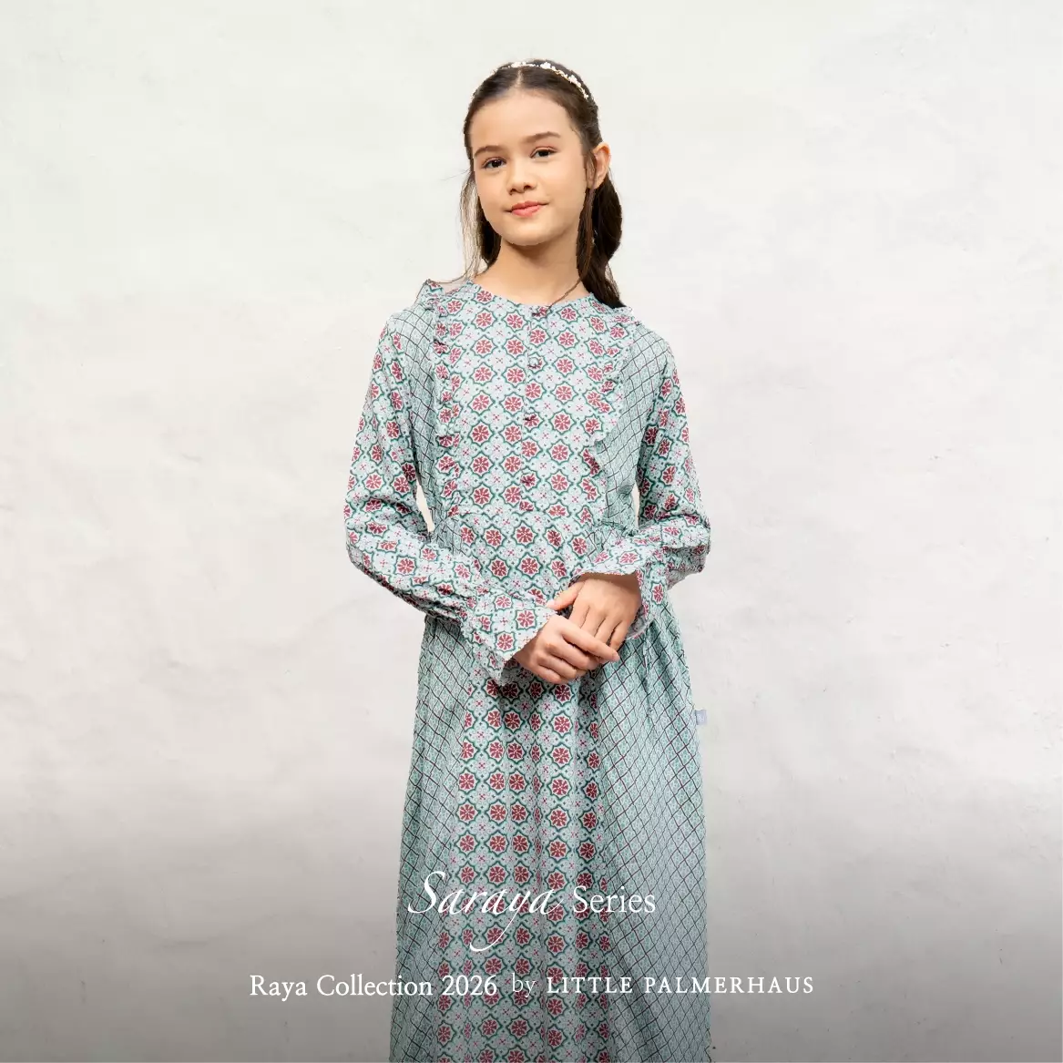 Little Palmerhaus - Baju Lebaran 2026 - Saraya Teen Girl Gamis (Baju Gamis Anak Perempuan Usia 6-14 Tahun) Slate Blue