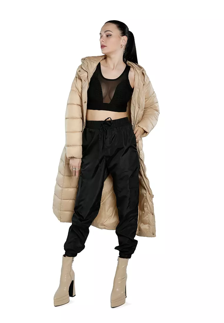 long cream puffer jacket