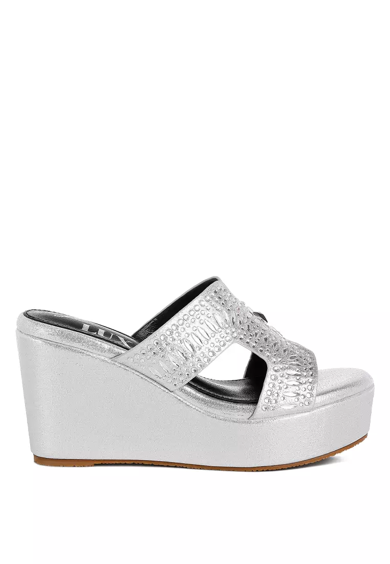 Discount on London Rag  shoes - SKU: Diamante & Rhinestone Detail Cut-Out Sandals in Silver