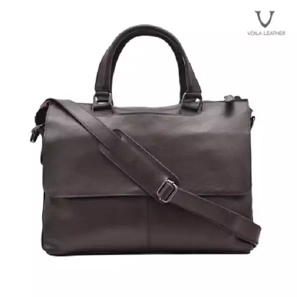 Tas Laptop Kulit Asli Voila Archer Brown