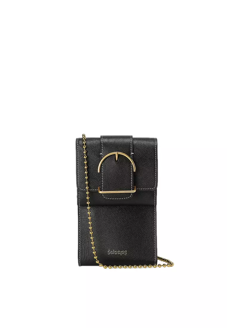 Rabeanco.Rabeanco Bean Chain Crossbody Pouch Saffiano Black