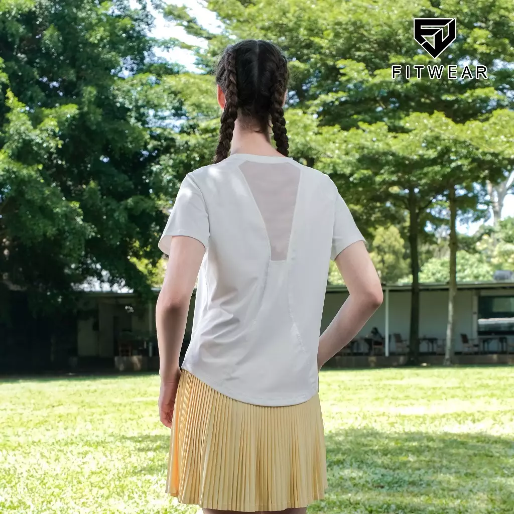 Fitwear Kaos Big Size Olahraga Wanita JULIANA BACKMESH OVERSIZE - WHITE