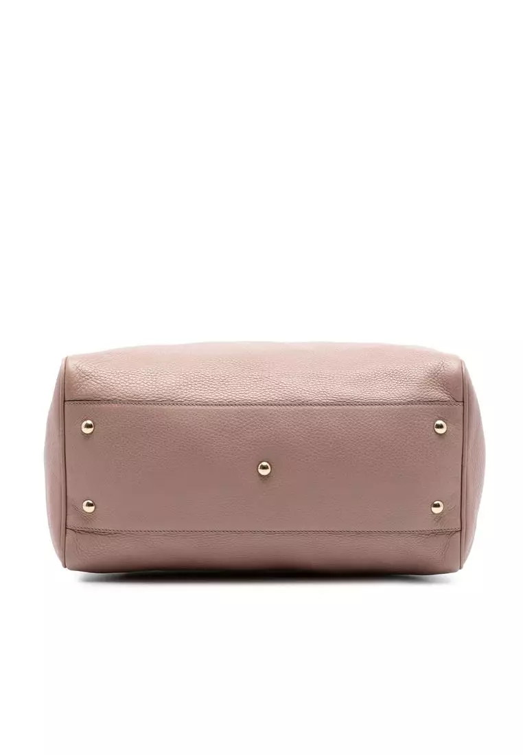 Pre-Loved Gucci Medium Calfskin Bamboo Shopper Boston Bag