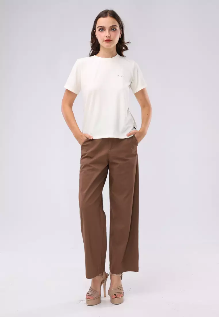 Special Ribbing Plain Knits Short Sleeves Blouse