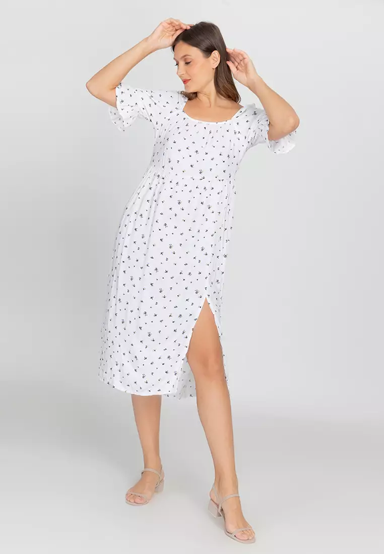 Brava Square Neck High Slit Dress