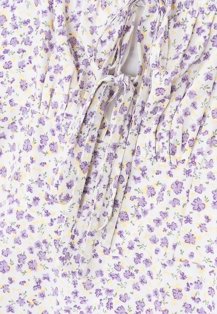 Square Neck Floral Mini Dress