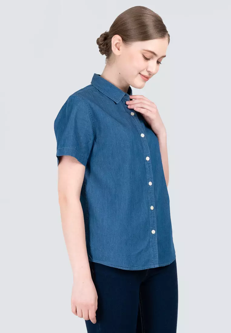 Polo Haus - Women’s Signature Fit Denim Short Sleeve Shirt WWSSV004