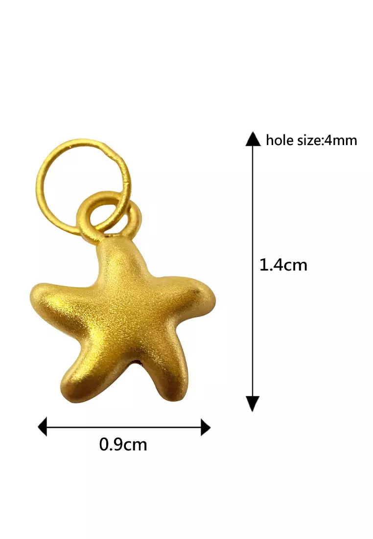 [SPECIAL] LITZ 999 (24K) Gold Star Pendant with Stainless Steel Leather Choker Necklace EP0305-AC (0.20g+/-)