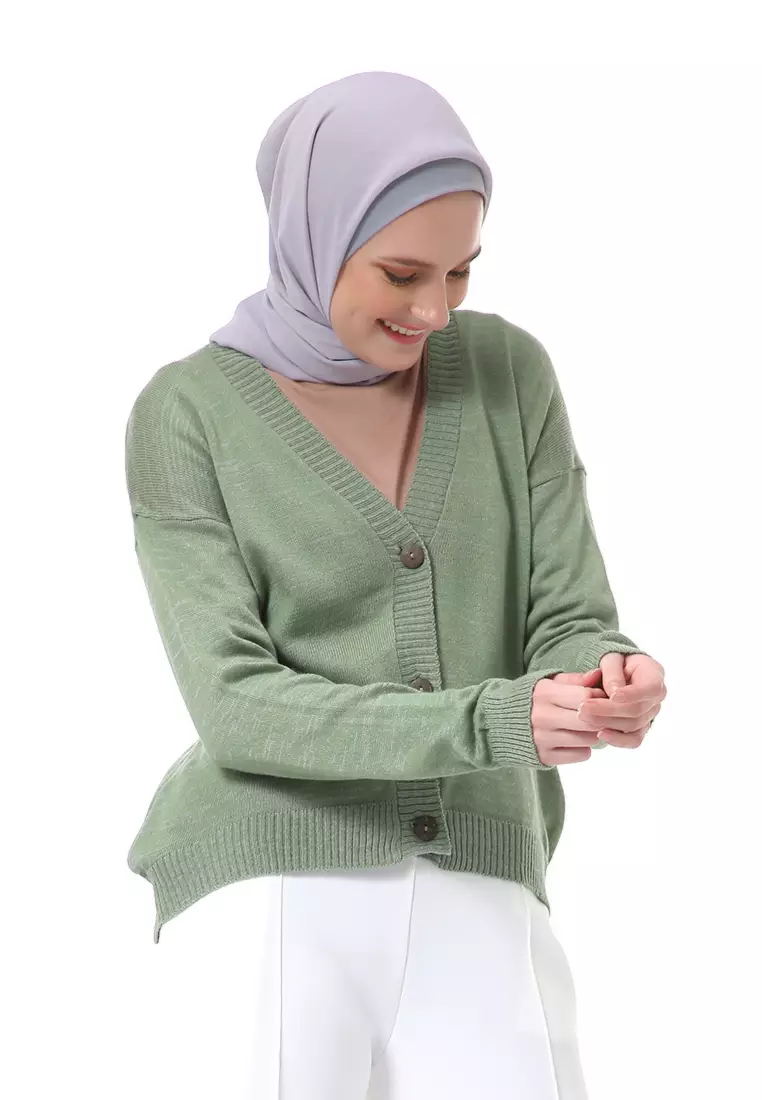 Layka Cardigan Long Sleeve Outer Rajut Tebal High Quality Premium - Mint