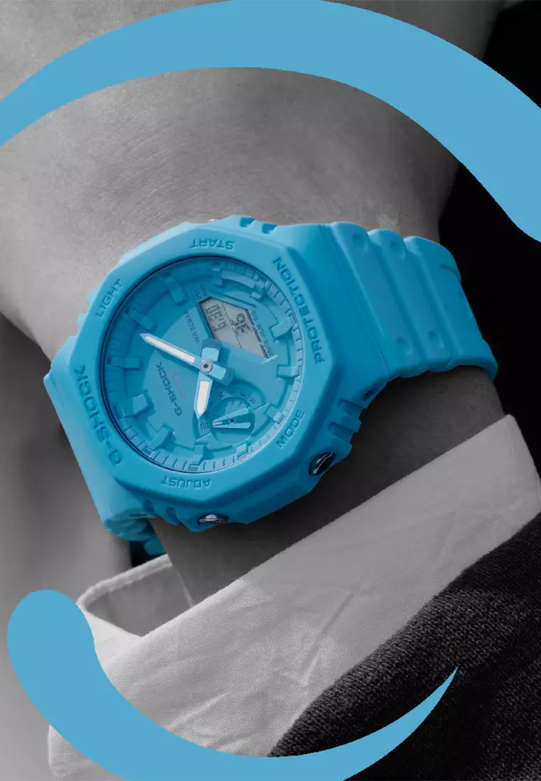 Jam Tangan Analog Digital Wanita Casio G-Shock GA-2100-2A2 - Blue Resin Strap