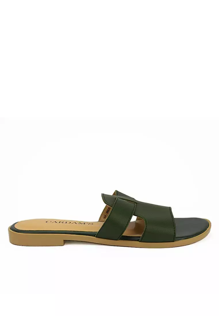 Khaki green flat on sale sandals