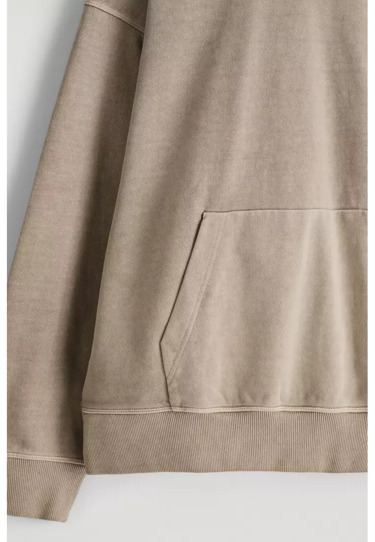 WASHED COTTON-JERSEY HOODIE