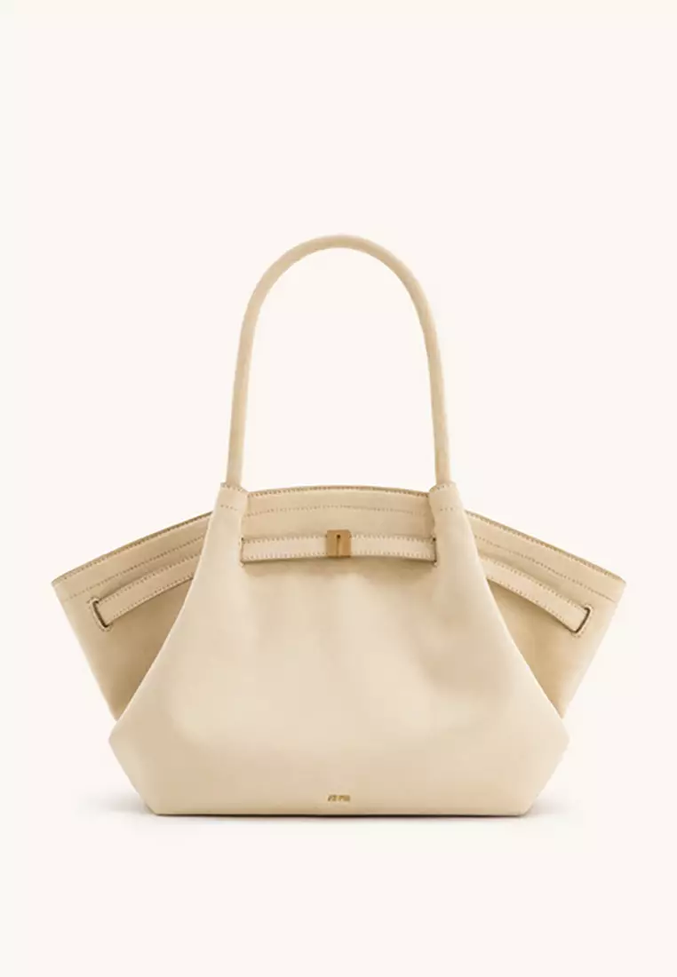Hana Medium Faux Suede Tote Bag - Off White