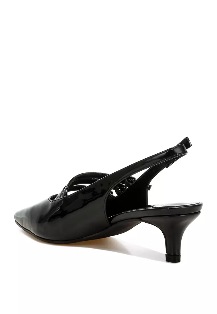 Triple Strap Slingback Sandals in Black