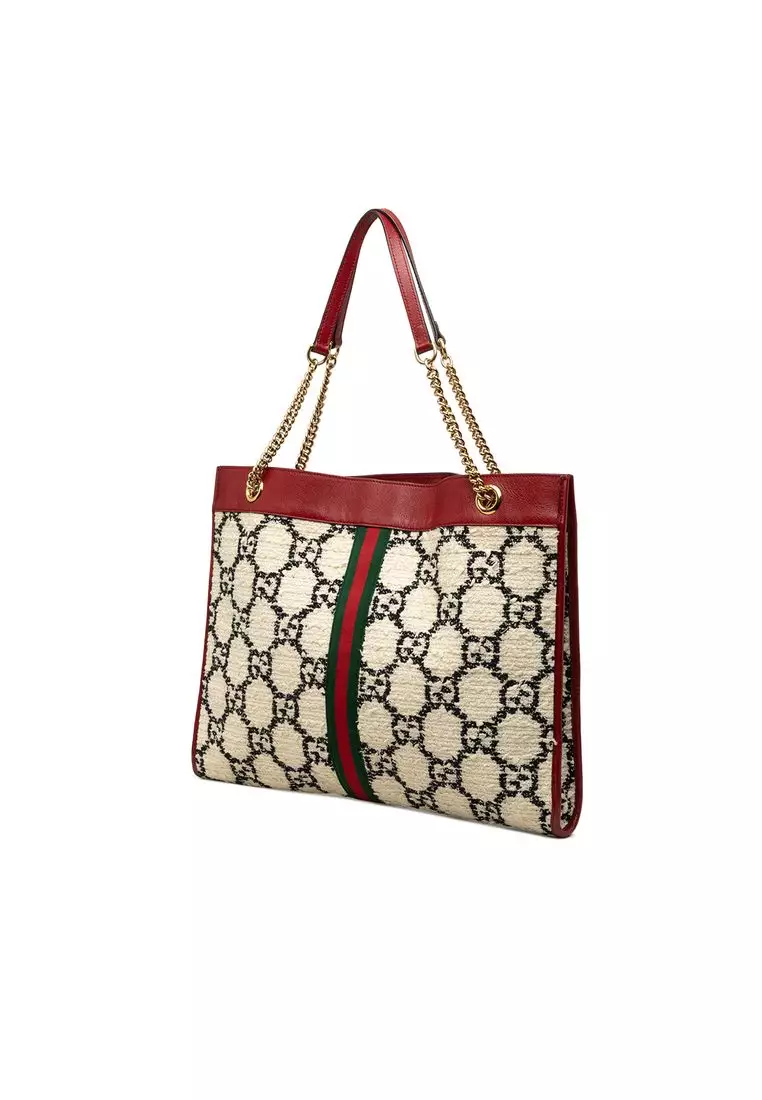Pre-Loved Gucci Large Gg Tweed Web Rajah Tote