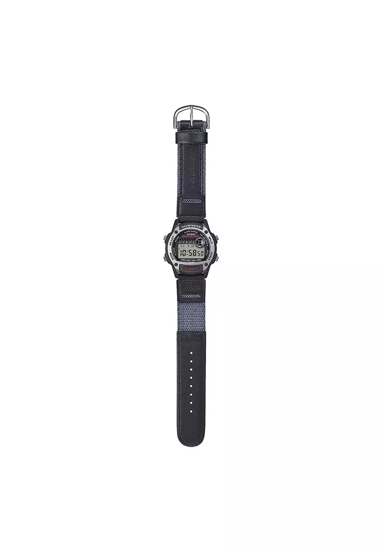 W-220HF-8AV Men Digital Sports Watch Gray Leather Band