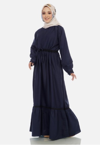 Jual Batik  Mayung gamis  sanaya navy Original ZALORA  