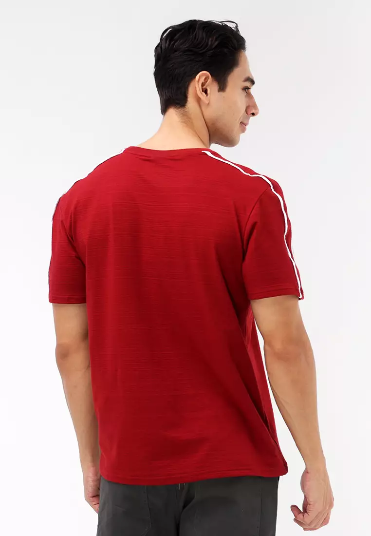 Round Neck Streaky Short Sleeves T-Shirt