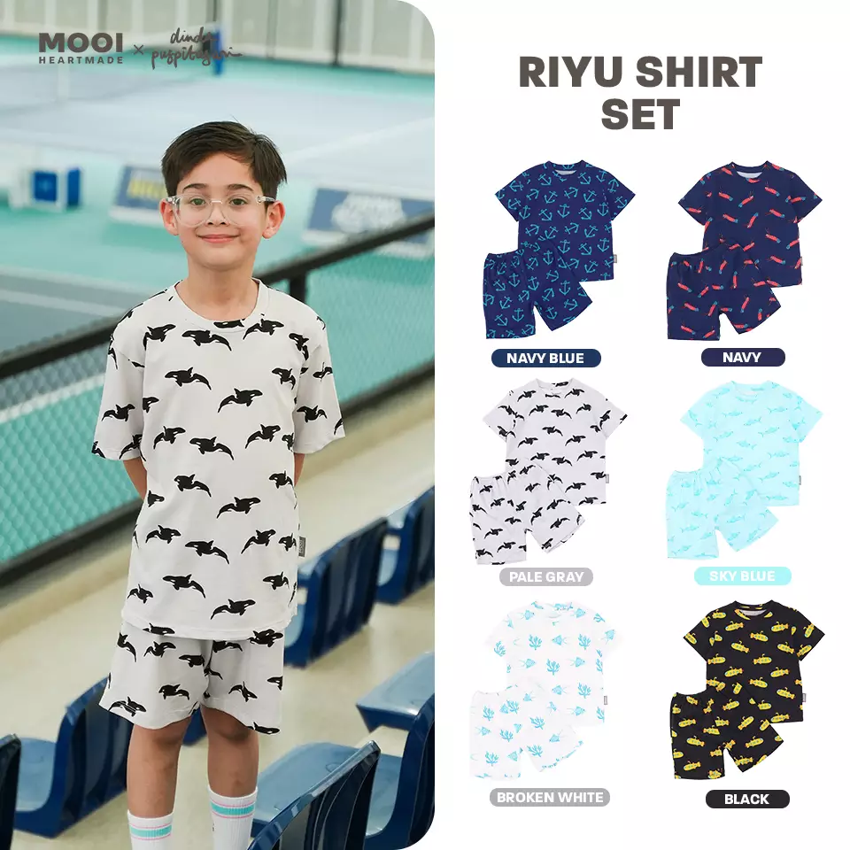 Mooi X Dinda Puspitasari Setelan Anak Laki-Laki Riyu Set - Black