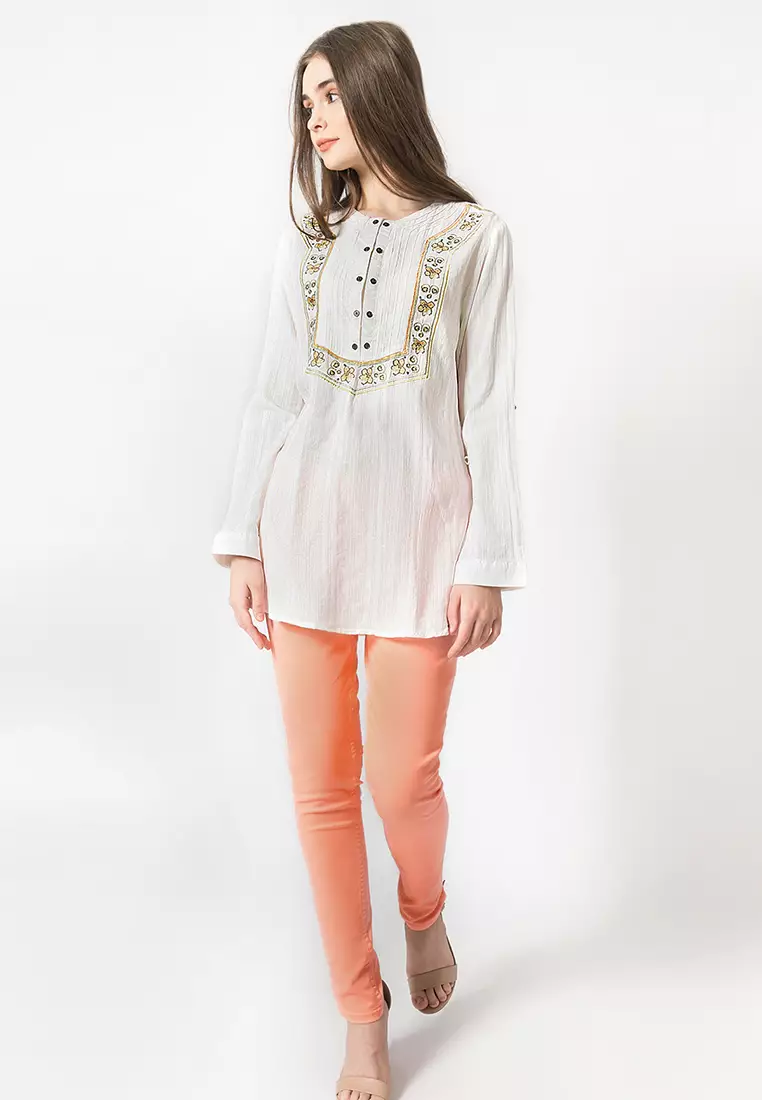 LGS - Kemeja Koko Wanita - Lengan Panjang - Warna Putih - LLSH.383.S908.214.7C L/S