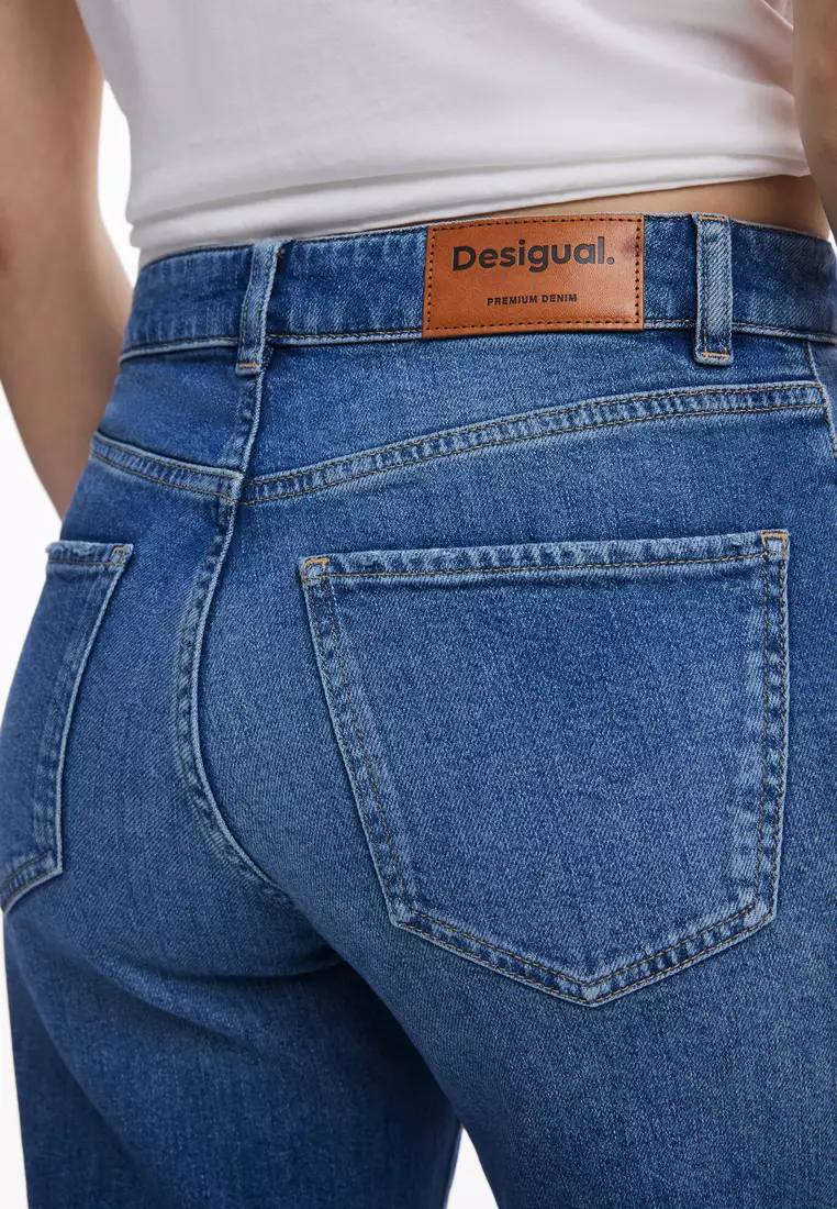 Embroidered culotte jeans