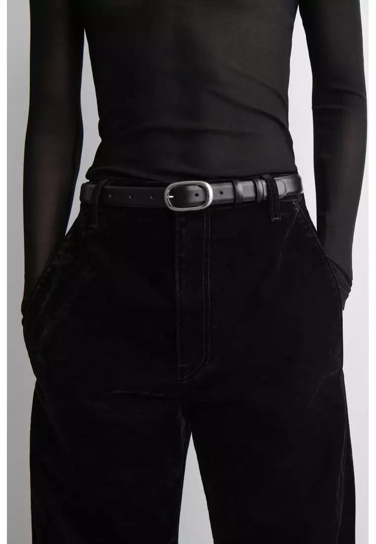 FLOCKED-DENIM BARREL-LEG TROUSERS