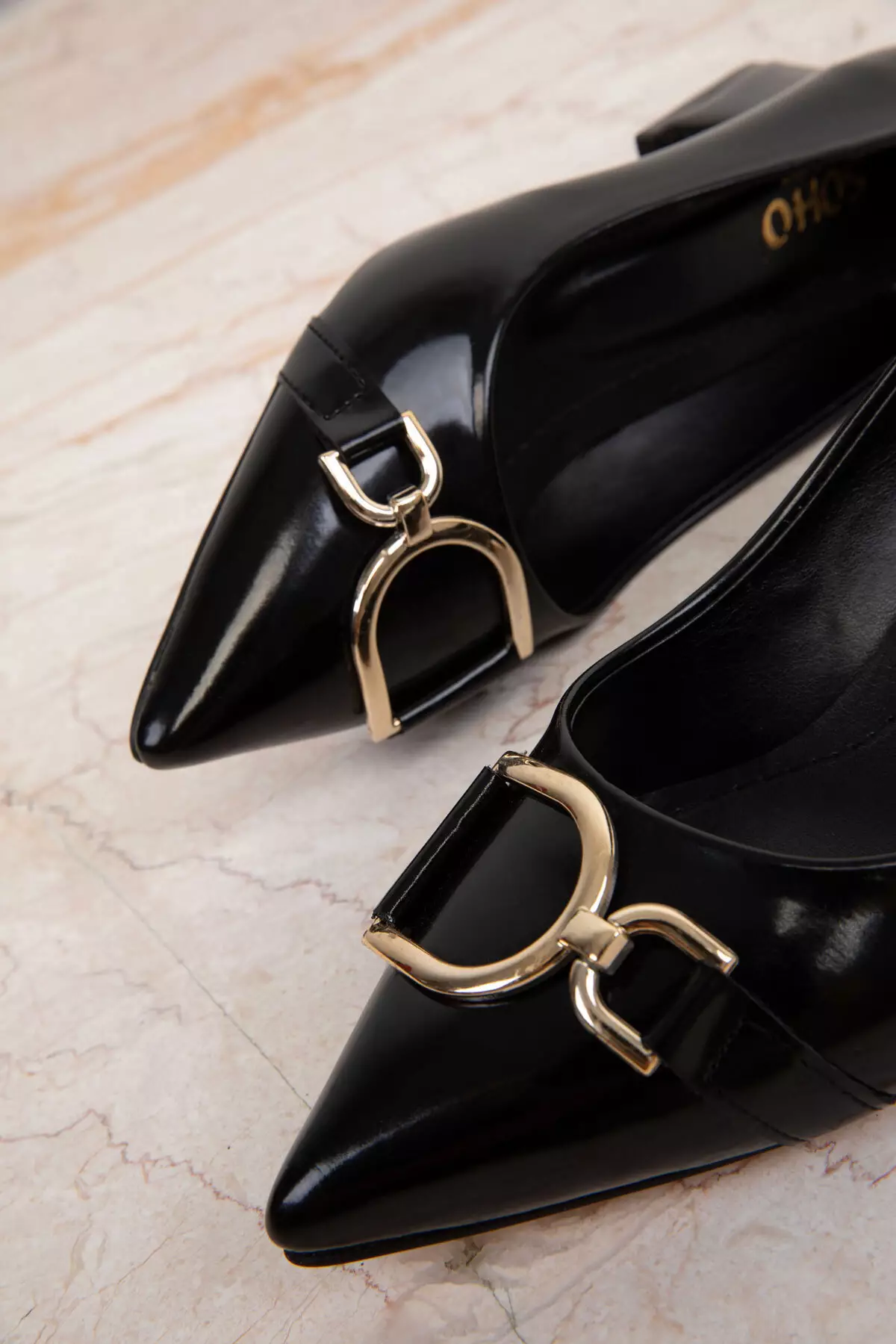 Patent Leather Black Women's Classic Heeled Shoes - 19548