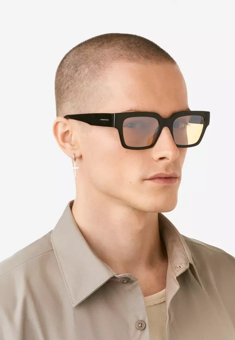 HAWKERS Black Mustard Eco Mate Sunglasses For Men And Women, Unisex. Official Product Designed In Spain