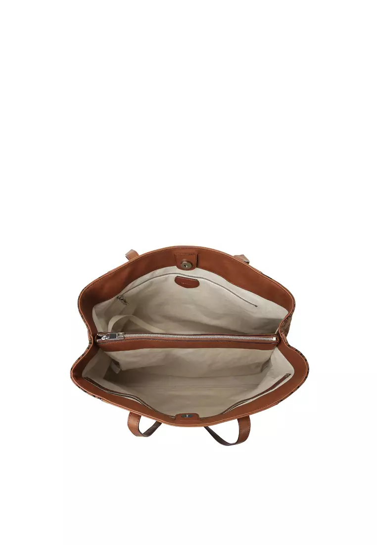 Soft-Structured Trapezoidal Canvas Tote Bag - Caramel