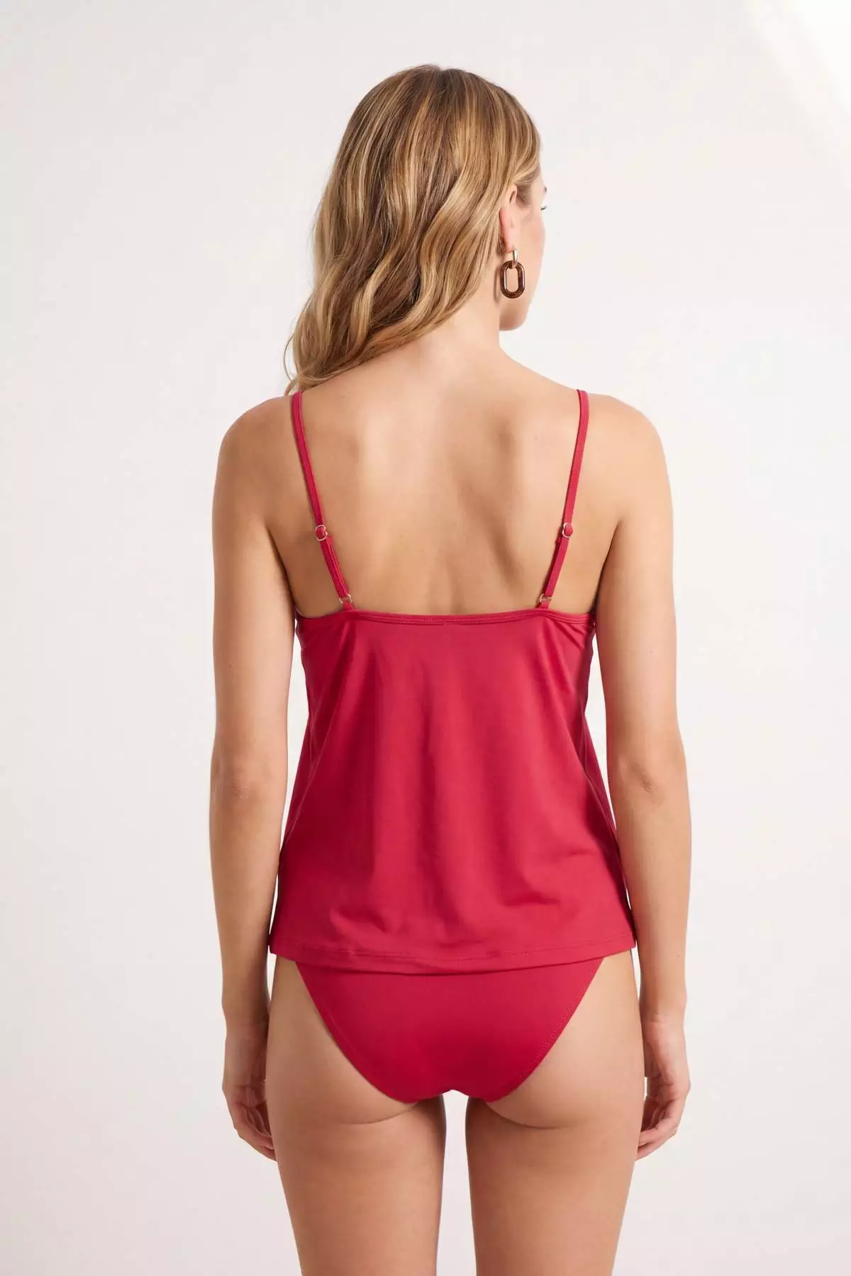 Burgundy Flounce Tankini Bikini Set Tbess25Ma87