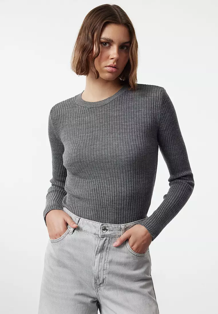 Anthracite-Beige Double Pack Knitwear Sweater TWOAW22KZ1766