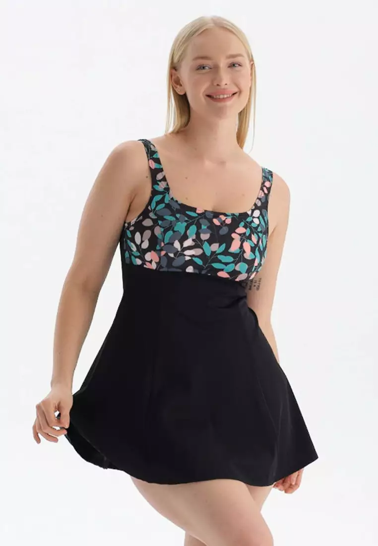 Buy DAGİ Black - Green Swimsuits, Leaf Print, Shapewear, Full-Cup