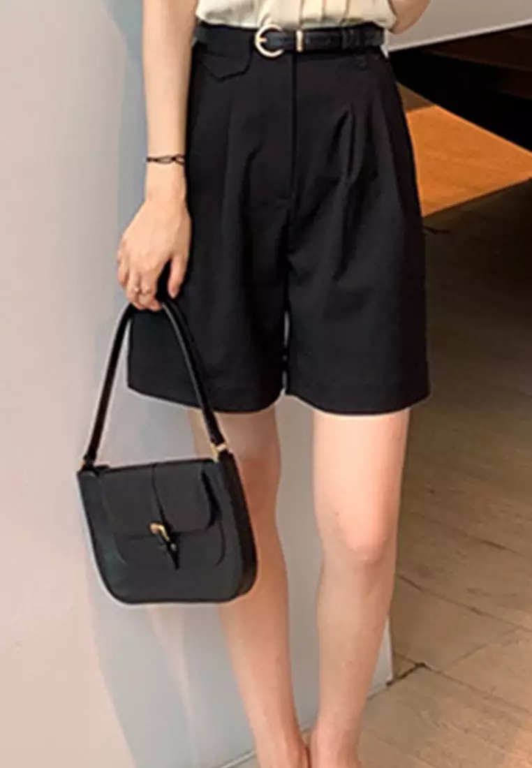 Korean Casual Workwear Loose Wide-Leg Shorts A21051307BK