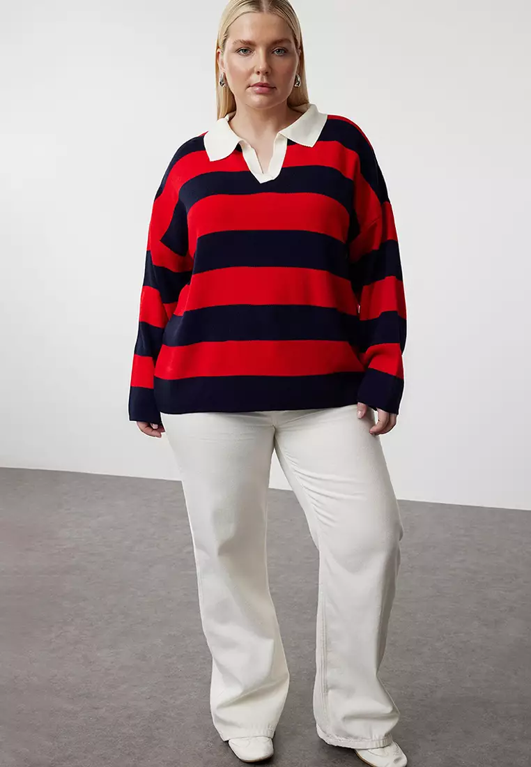 Multicolored Polo Neck Striped Knitwear Sweater Tbbaw23An00045