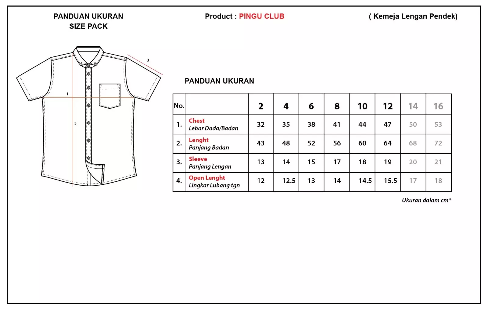 Pingu Kemeja Anak Laki Laki Polos Pendek Hitam 92202229