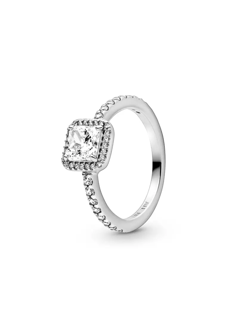 Pandora Square Sterling Silver with Clear Cubic Zirconia Ring