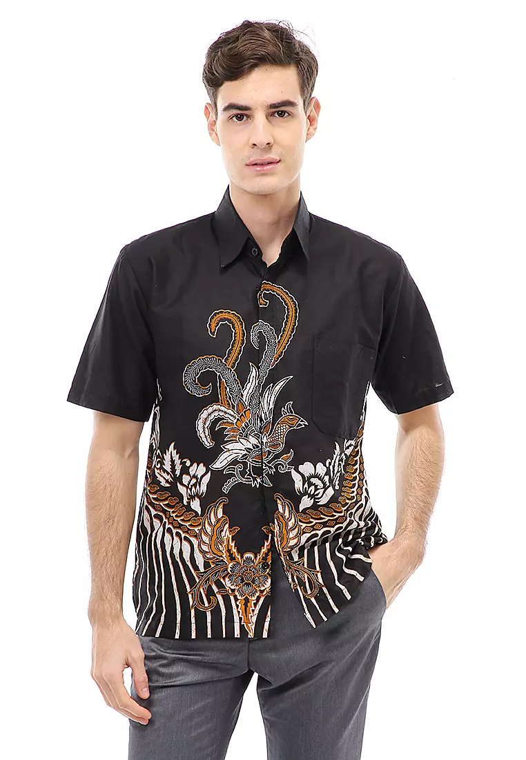 Kendrick Atasan Formal Kemeja Batik Pria Motif Ayam Short Sleeve Material Cotton ORIGINAL
